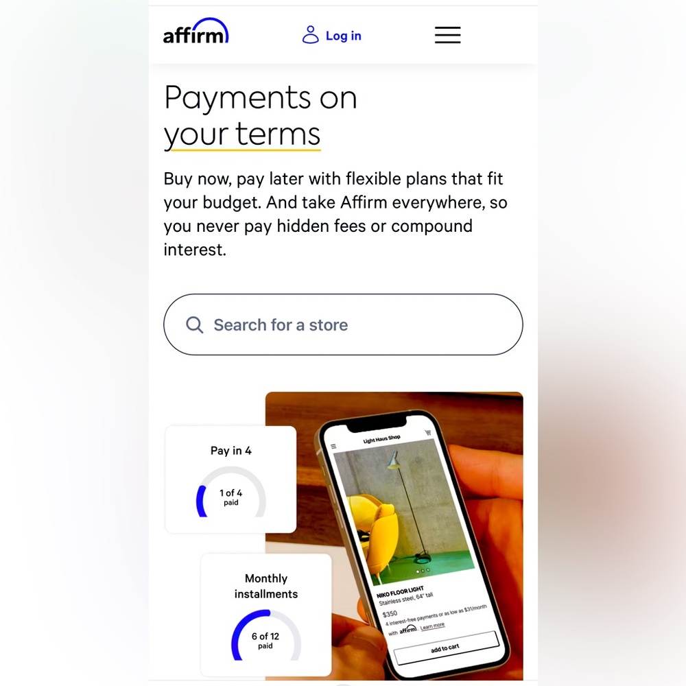 Affirm Payment Plan Mobile Interface